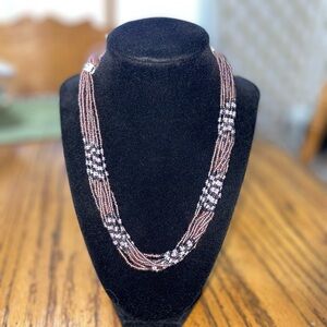 Elegant Beaded Necklace in Pink and Purple EUC.